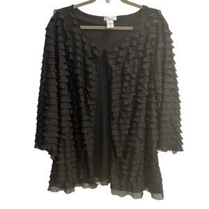 Laura Ashley Woman Size 3X Fancy Black Ruffle Jacket Sweater